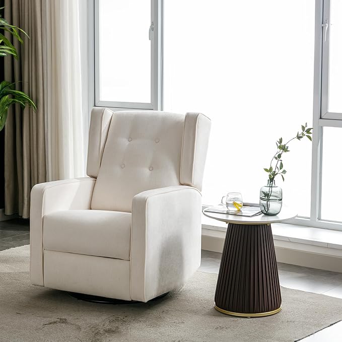 CANMOV Swivel Rocker Recliner Chair Set of 2, Nursery Glider Chair, Nursery Rocking Chairs, Manual Reclining Chair, White