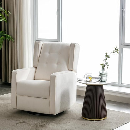 CANMOV Swivel Rocker Recliner Chair Set of 2, Nursery Glider Chair, Nursery Rocking Chairs, Manual Reclining Chair, White
