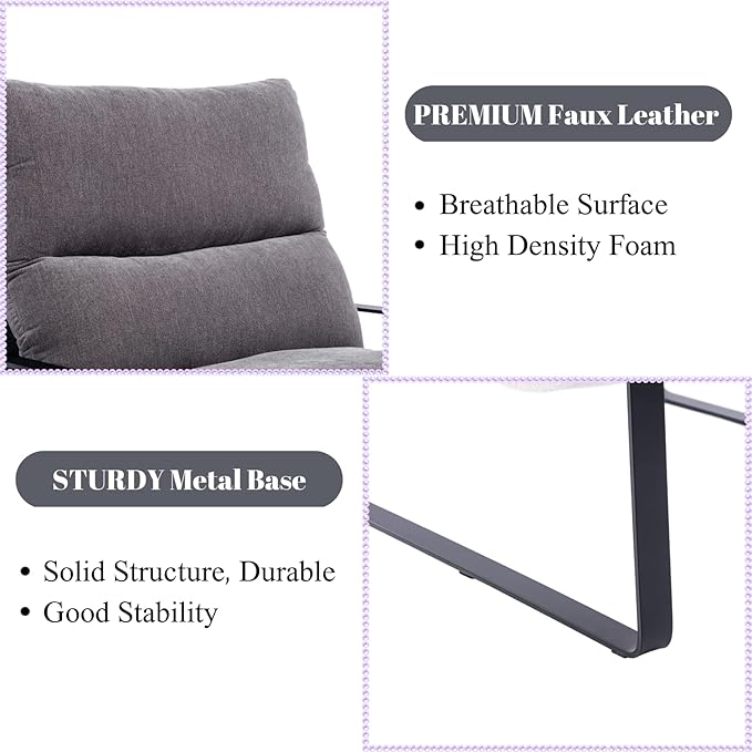 LukeAlon Modern Linen Accent Armchairs Set of 2, Upholstered Living Room Chairs with Metal Base Thickened Cushion Single Sofa Chairs Comfy Lounge Chairs for Bedroom Living Room, Grey