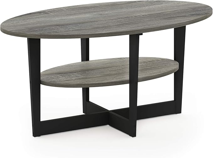 Furinno Coffee Table, 1-Pack, French Oak Grey/Black