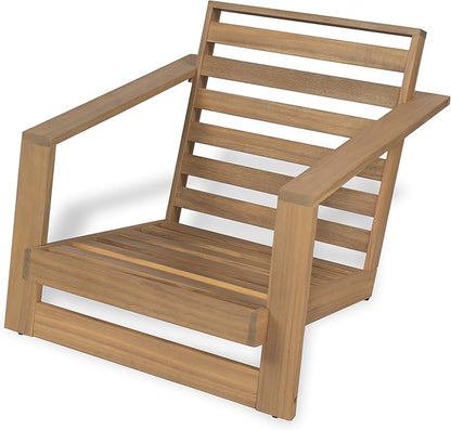 Christopher Knight Home Galio Set of 2 Acacia Wood Lounge Chair Outdoor, Wooden Patio Armchair for Lounging, Patio Furniture Single Sofa Chair Set, Comfy Reading Chair with Cushion, Light Teak+Beige