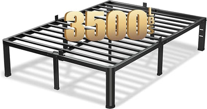 16 Inch King Size Bed Frame, 3500Lbs Heavy Duty Metal Platform with Round Corner Legs Mattress Slide Stopper, Steel Slat Support No Box Spring Needed, Noise Free, Non-Slip, Easy Assembly