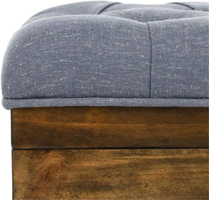 Safavieh Home Collection Liam Light Beige and Dark Oak Tufted Cocktail Ottoman