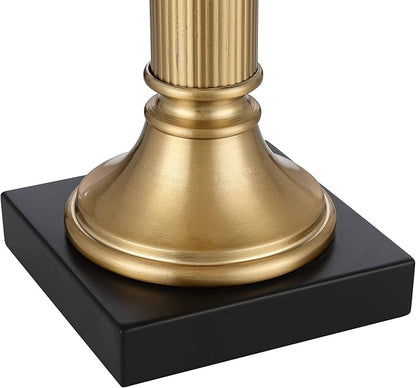 Possini Euro Design Wynne 30" Tall Traditional Glam Table Lamp with USB Ports A+C Charging Warm Gold Metal Black Drum Shade for Living Room Bedroom House Bedside Nightstand Office Reading Family