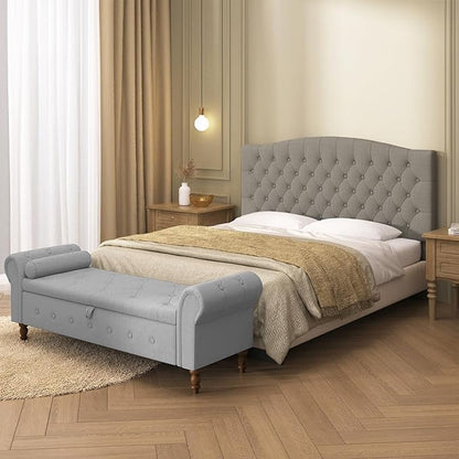 Linen Upholstered Headboard Queen/Full Size Latest Model Wall Mount, Bed Frame Mount, Featuring High-Density Sponge Padding, Luxury Texture Easy Assembly Comfort and Style-Linen