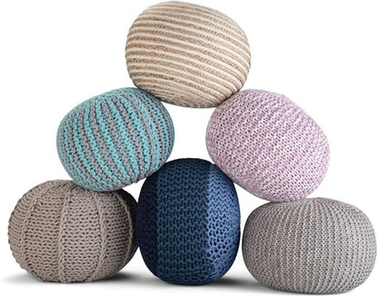 SIMPLIHOME Yolanda Boho Round Pouf in Natural Jute for the Living Room, Bedroom and Kids Room