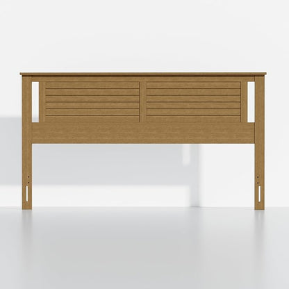 Serene King Size Wood Headboard Shiplap-Inspired Panel Design in a Stained Pine Finish