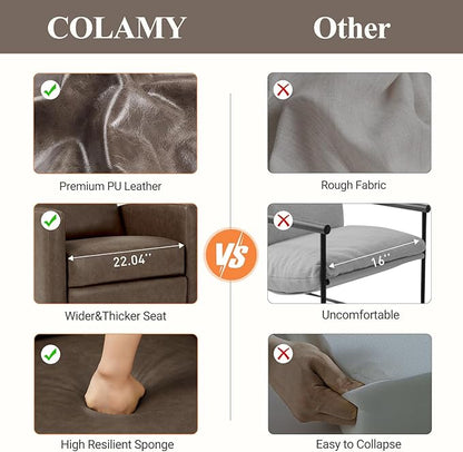 COLAMY Swivel Rocking Recliner,Wide PU Leather Glider Sofa Chair with Ergonomic High Backrest for Living Room, Office, Bedroom（Warm Gray）