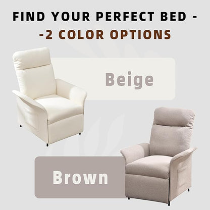 Power Recliner Chair, Adjustable Electric Recliner Chairs for Adults, Sleeper Sofa Bed with Remote Control & Side Pocket, Linen Upholstered Chair for Living Room/Bedroom, Easy Assembly,Brown