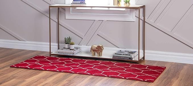 Unique Loom Trellis Frieze Collection Area Rug - Geometric (2' x 6' 1" Runner, Red/ Ivory)