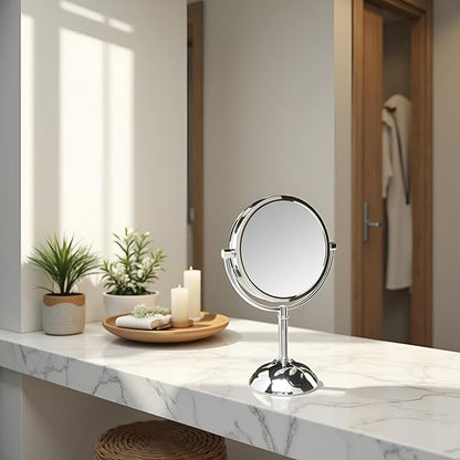 JERDON Lighted Makeup Mirror with Magnification - 1X and 8X Magnification - Chrome Finish - Model HL8808CL