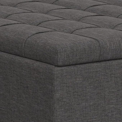 SIMPLIHOME Harrison Large Coffee Table Storage Ottoman - 40 inch Wide Upholstered Linen Look Fabric Square Lift-Top Ottoman in Slate Grey, Transitional Bench for Living Room with Sturdy Base