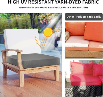 Easy-Going Waterproof Patio Cushion Covers ONLY Cover 20x18x4 inch 4 Pack Replacement Non-Slip Outdoor Seat Cushion Slipcover with Zipper. Dark Gray