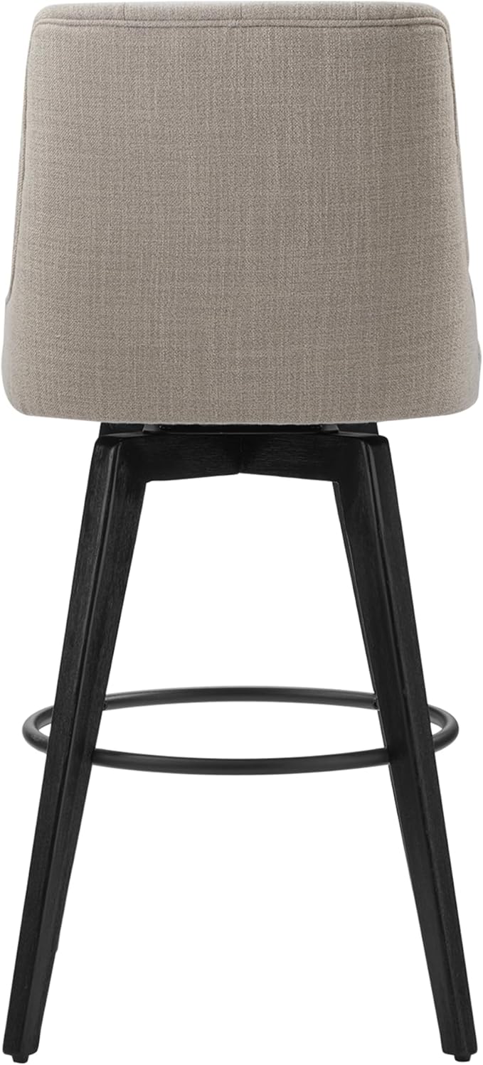 Watson & Whitely Bar Stools, 360° Swivel Upholstered Bar Stool with Back, 30" H Bar Height Barstools, Set of 2, Performance Fabric in Tan