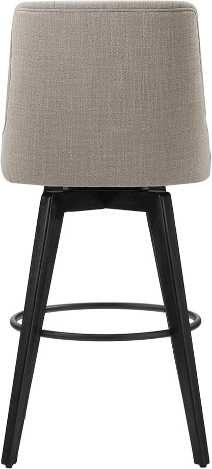 Watson & Whitely Bar Stools, 360° Swivel Upholstered Bar Stool with Back, 30" H Bar Height Barstools, Set of 2, Performance Fabric in Tan