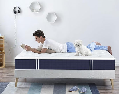 Coolvie Twin Mattress, 10 Inch Twin Size Hybrid Mattress, Individual Pocket Springs with Memory Foam, Bed in a Box, Cooler Sleep with Pressure Relief and Support