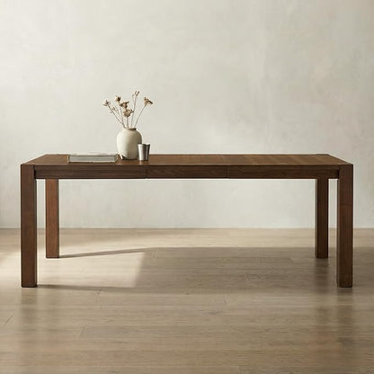 60"-80" Extendable Dining Table, Modern Rectangular Wood Kitchen Table, Farmhouse Expandable Dinner Table, Traditional Large Extension Meeting Desk for Dining Room, Living Room, Walnut