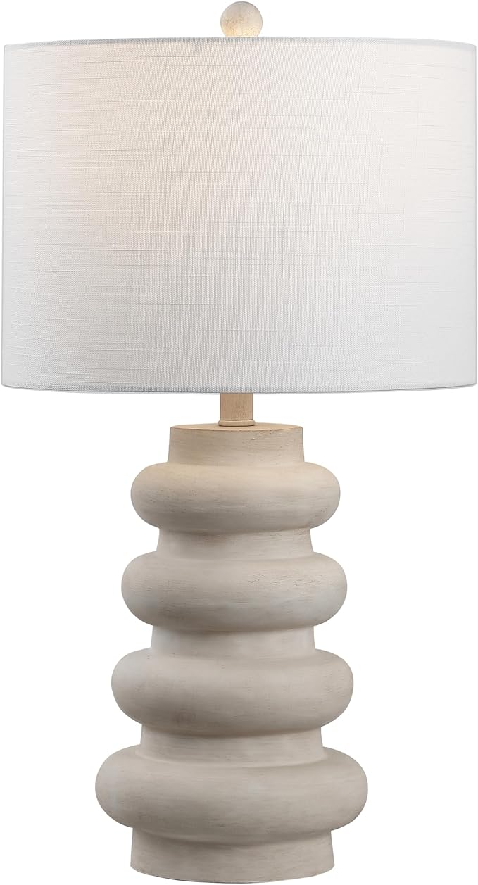 JONATHAN Y JYL5506A Juniper 26" Modern Minimalist Resin Stacked Ovoid LED Lamp for Living Room, Family Room, Dining Room, Bedroom, Hallway, Office, Antique White