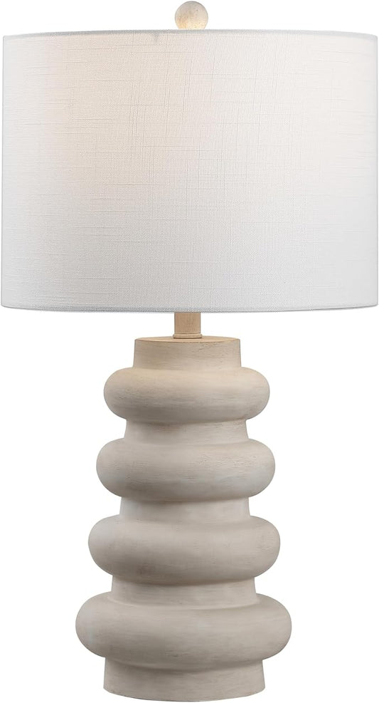 JONATHAN Y JYL5506A Juniper 26" Modern Minimalist Resin Stacked Ovoid LED Lamp for Living Room, Family Room, Dining Room, Bedroom, Hallway, Office, Antique White