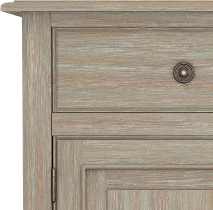 SIMPLIHOME Connaught 40-inch Wide Solid Wood Storage Cabinet in Distressed Grey for Entryway, Living Room, Organizer for Hats, Gloves, Shoes, Keys, Slim Design, Traditional Style
