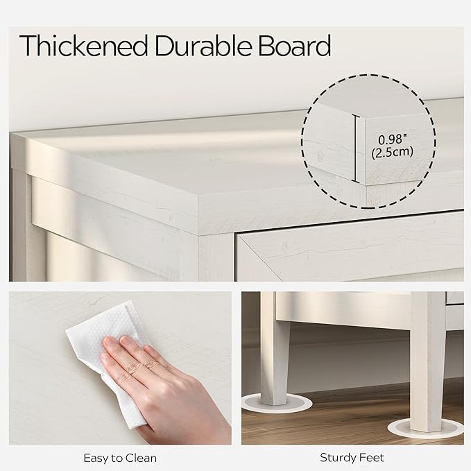 Sideboard Buffet Cabinets Set of 3 with Adjusable Shelves, Farmhouse Storage Cabinet, Credenza, Accent Cabinet, Kitchen Coffee Bar Console Table for Living Dining Room, Antique White