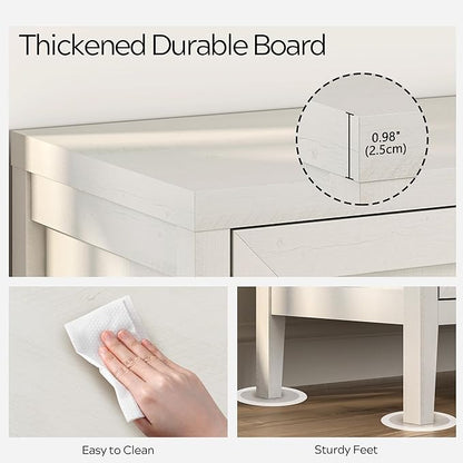 Sideboard Buffet Cabinets Set of 3 with Adjusable Shelves, Farmhouse Storage Cabinet, Credenza, Accent Cabinet, Kitchen Coffee Bar Console Table for Living Dining Room, Antique White
