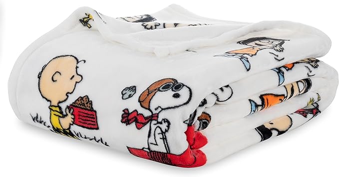 Berkshire Blanket Peanuts® VelvetLoft® Cute Character Snoopy Plush Blanket,Peanuts Stripe Multi,King 90 in x 108 in (Official Peanuts® Product)