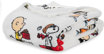 Berkshire Blanket Peanuts® VelvetLoft® Cute Character Snoopy Plush Blanket,Peanuts Stripe Multi,King 90 in x 108 in (Official Peanuts® Product)