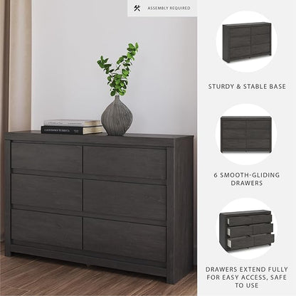 Signature Design by Ashley Parlayon Casual 6-Drawer Dresser with Safety Stop, Gray