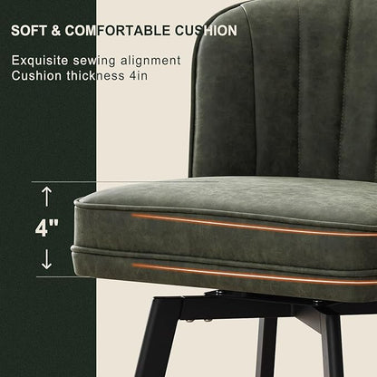 Swivel Counter Height Bar Stools Set of 4, 30'' Modern Barstools with Backs and Metal Legs, Upholstered Bar Chairs, Faux Leather Green Stools for Kitchen Island Chairs