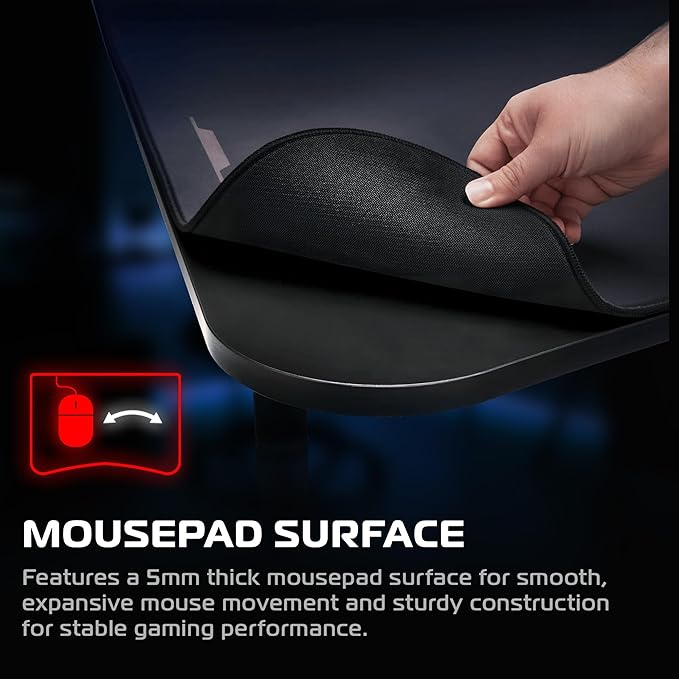 Respawn 1048 Gaming Desk with Cable Management - 48 Inch Ergonomic Full Computer Desk Mouse Pad, Sturdy Home Office Workstations, Laptop PC Console Gamer Table, Wooden Study Table for Bedroom - Black