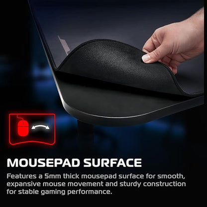 Respawn 1048 Gaming Desk with Cable Management - 48 Inch Ergonomic Full Computer Desk Mouse Pad, Sturdy Home Office Workstations, Laptop PC Console Gamer Table, Wooden Study Table for Bedroom - Black