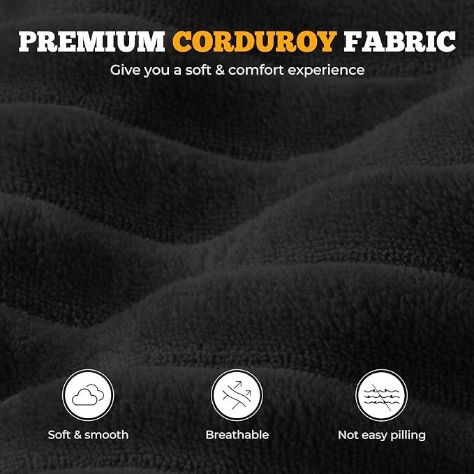 113" Modular Sectional Sofa, Convertible U-Shaped Cloud Couches for Living Room with Ottoman, 5 Seater Corduroy Boneless Couch Sofa Set, No Assembly Required, Black 1 PCS
