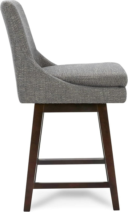 CHITA Counter Height Swivel Bar Stools Set of 4, FSC Certified Upholstered Fabric Barstool Chairs with Back, 26.8" H Seat Height, Fabric in Fog