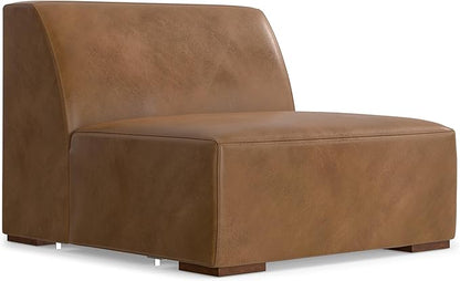 SIMPLIHOME Rex Left-Facing Modular Sectional Sofa in Full-Grain Genuine Leather, Caramel Brown, 122-inches Wide, Handcrafted Modern-Style 4-Seater L-Shaped Leather Couch with Left Chaise