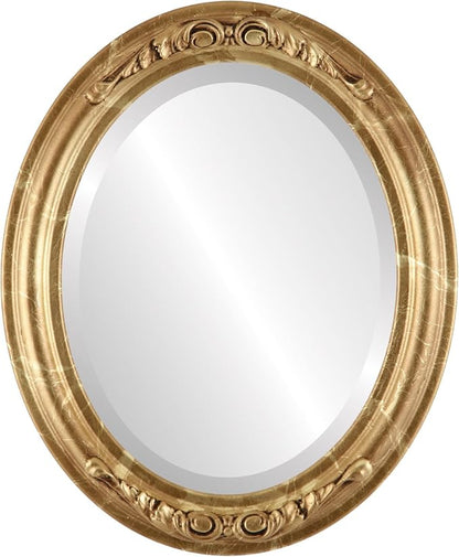 OVALCREST Oval Beveled Wall Mirror for Home Decor - Florence Style - Champagne Gold - 24" x 20"