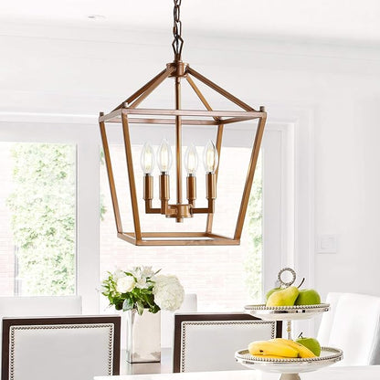 JONATHAN Y JYL7436B Pagoda Lantern Dimmable Adjustable Metal LED Pendant Classic Traditional Farmhouse Dining Room Living Room Kitchen Foyer Bedroom Hallway, 12 in, Antique Gold
