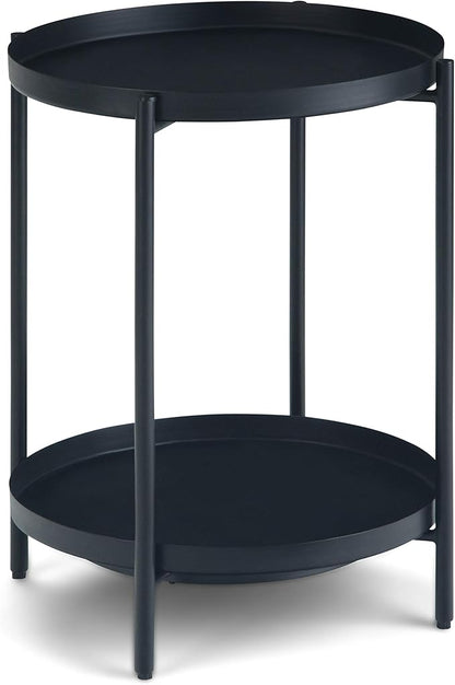 SIMPLIHOME Monet Industrial 17 inch Wide Metal End Table in Black for the Living Room and Bedroom
