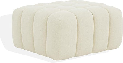 SAFAVIEH Couture Collection Calyna Cream Boucle Tufted Upholstered Ottoman