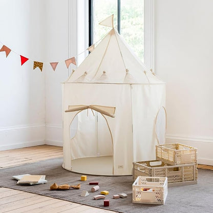 3 Sprouts Kids Play Tent - Sustainable Recycled Fabric – Fun Spacious Childs Playhouse for Indoor Games for Boys & Girls - Durable Fort Pop Up House for Toddlers & Children Age 3-10 - Beige
