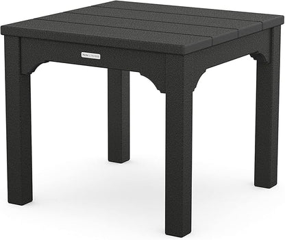 Martha Stewart by POLYWOOD Chinoiserie 3-Piece Outdoor Rocking Chair Set with Patio Side Table, Black, HDPE All-Weather Furniture, Classic Porch Rockers for Deck, Garden & Backyard, Made in The USA