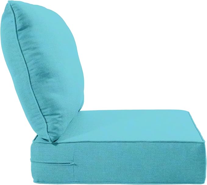 Luxury 24x24x6 Inch Outdoor Seat Cushions - Set of 2 Water Resistant Patio Chair Cushion for Porch Set Rattan Dining Rocker Glider Chairs Loveseat Couch Sectional Sofa - Turquoise