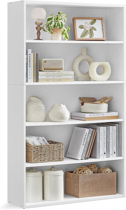 VASAGLE Custos Collection - Bookshelf, 5-Tier Bookcase, Book Shelf, Open Storage Shelf, 9.4 x 30 x 52.8 Inches, for Living Room, Home Office, Dinning Room, Cloud White ULBC175T14