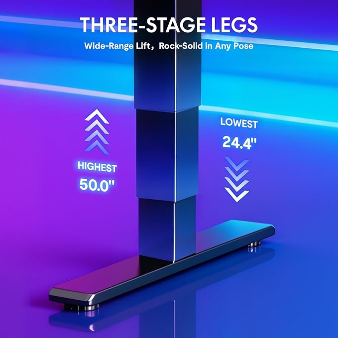 FLEXISPOT CyberX RGB LED Electric Gaming Standing Desk, 55 Inch Dual Motor 3-Stage Adjustable Desk up to 352 lbs, Large Ergonomic Computer Workstation for Gamers, Streamers & Home Studios (Black)