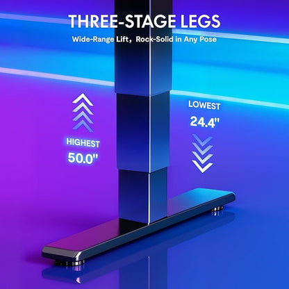 FLEXISPOT CyberX 71 Inch RGB LED Electric Gaming Standing Desk, Dual Motor 3-Stage Adjustable Desk up to 352 lbs, Large Ergonomic Computer Workstation for Gamers, Streamers & Home Studios (Black)