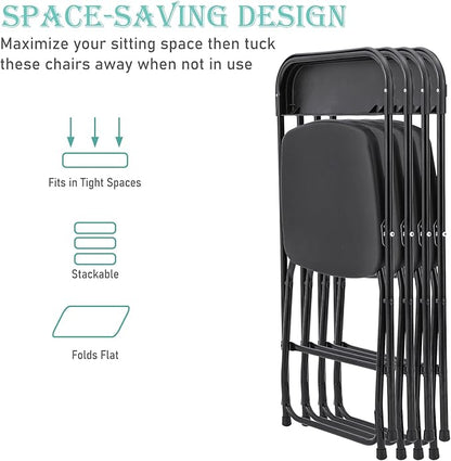 20 Pack Black Plastic Folding Chairs, Portable Stackable Commercial Party Folding Chairs with Steel Frame 350lbs for Home Office Outdoor Indoor Office Wedding Party Events