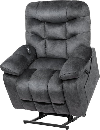 EONIX Large Lay Flat Power Lift Recliner Chair for Elderly with Heat and Massage, 400lbs Dual Motor Electirc Lift Chair with Extended Footrest, SLRY007062, Black