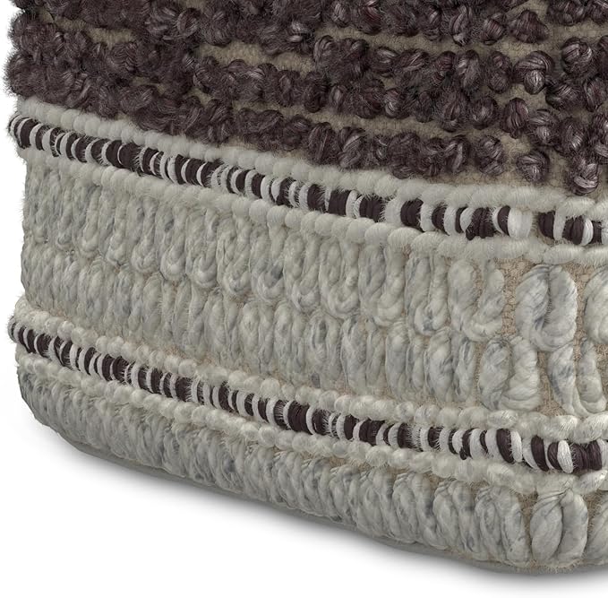 SIMPLIHOME Grady Contemporary Square Pouf in Magenta and Natural Handloom Woven for The Living Room, Bedroom and Kids Room