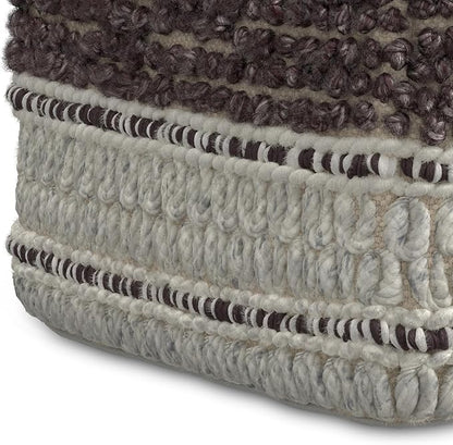 SIMPLIHOME Grady Contemporary Square Pouf in Magenta and Natural Handloom Woven for The Living Room, Bedroom and Kids Room