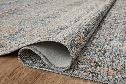 Loloi Amber Lewis Billie Collection, Denim & Blush 2'-6" x 7'-6" Area Rug – Antique & Distressed Accent Rugs for Living Room, Bedroom, Entryway & Hallway, No Shed High Traffic Area Home Decor Rug